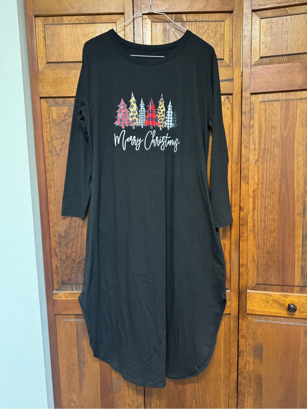 Merry Christmas Black Long Sleeve Holiday Dress